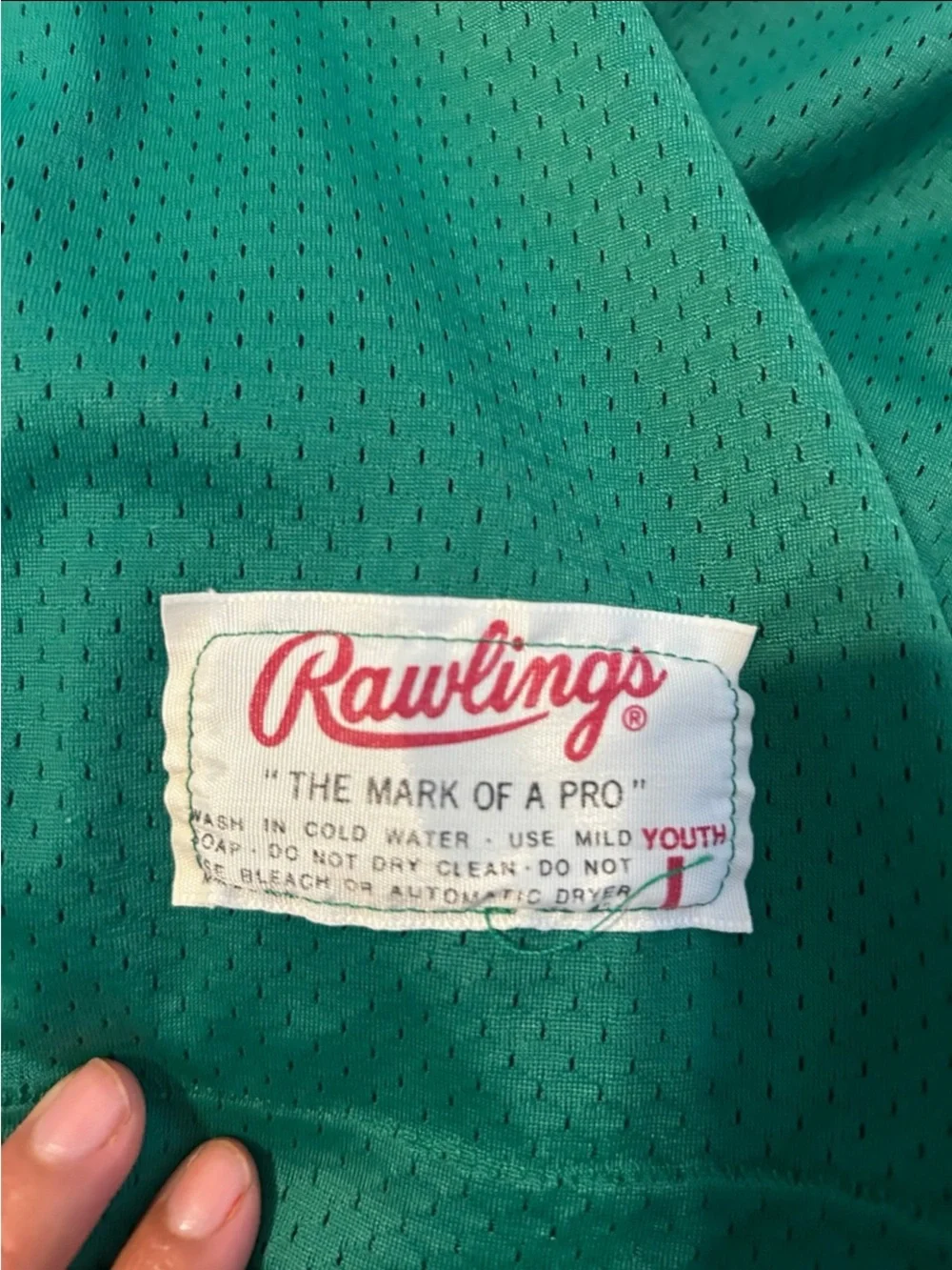 Rawlings Green and Yellow Kids Jersey with Number 19